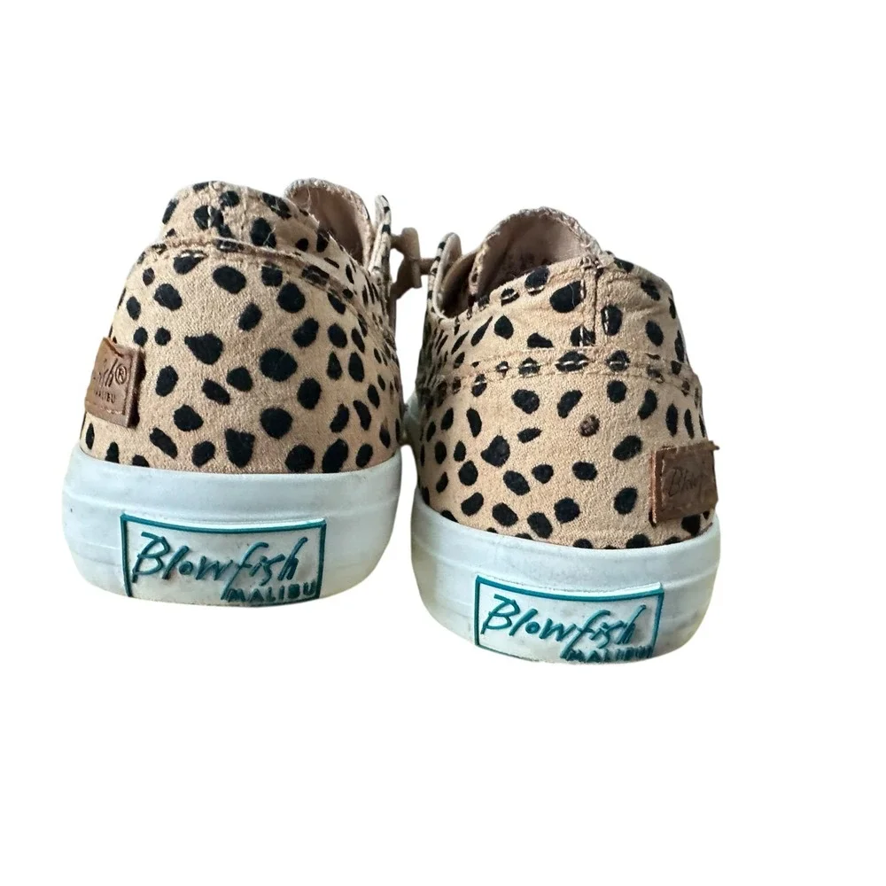 Blowfish Malibu Play Leopard Print Canvas Slip On Sneakers Tan Black Womens 7.5M